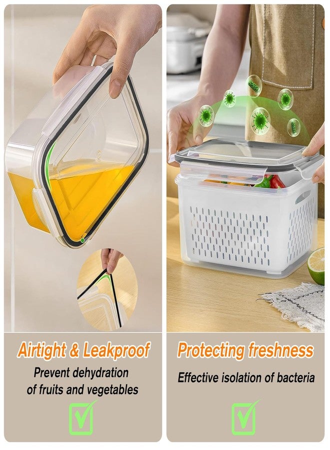 KUK 5 Pack Fruit Storage Containers for Fridge, Leakproof Food Storage Containers with Removable Colander, Fruit Containers for Fridge BPA Free Produce Containers Keep Vegetables Berry Meat Fresh Longer - Image 5